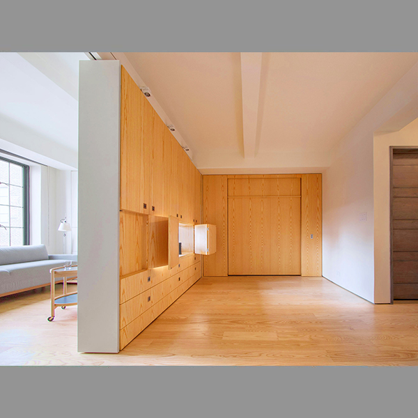 deep entrance closet has shoe rack built into the door